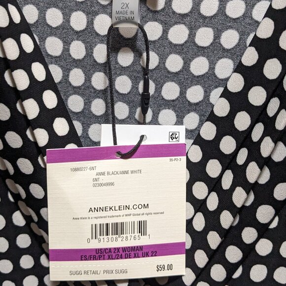 Anne Klein Pleated V Neck - Picture 2 of 2